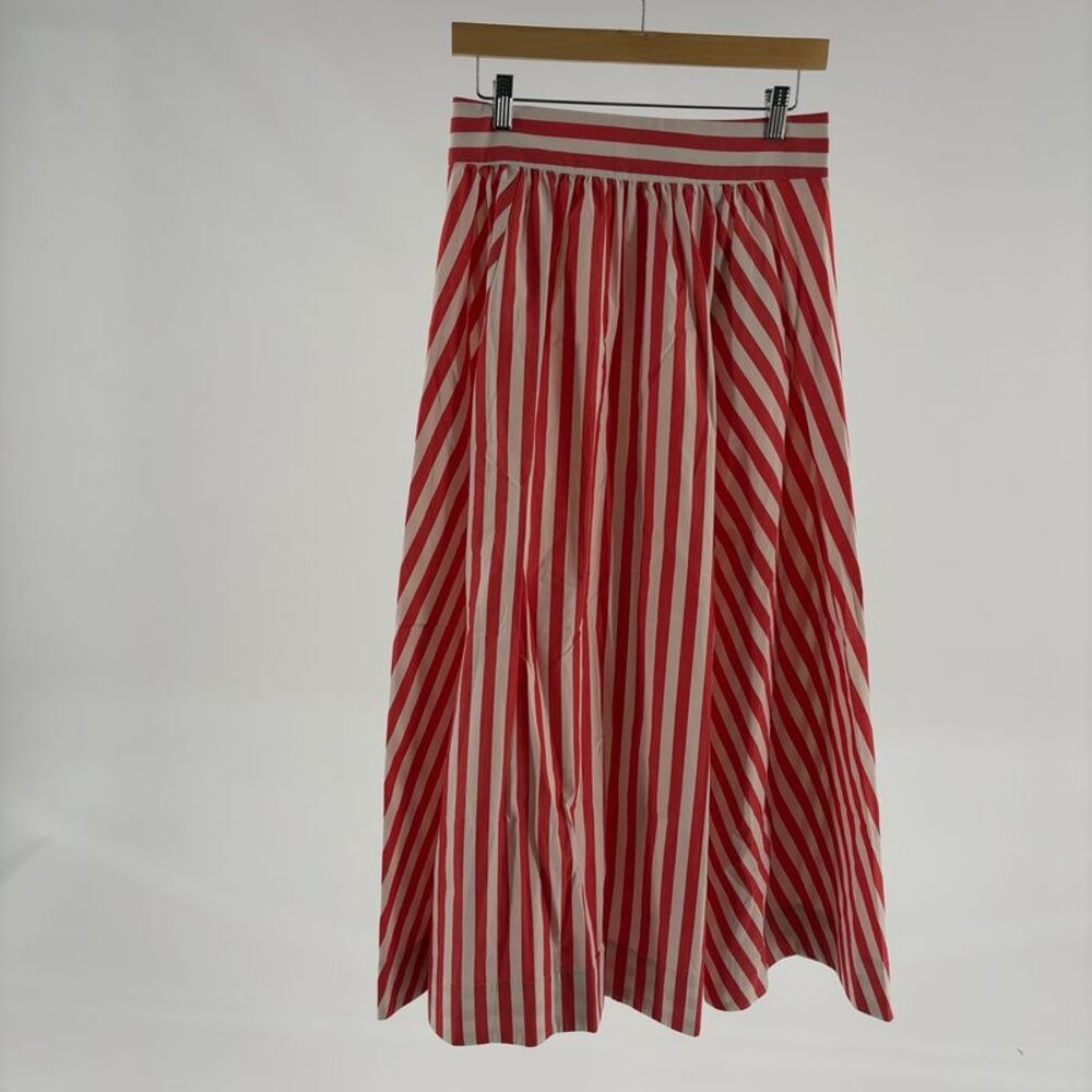 Sezane Arianna Skirt Ecru With Red Stripes - Size 6